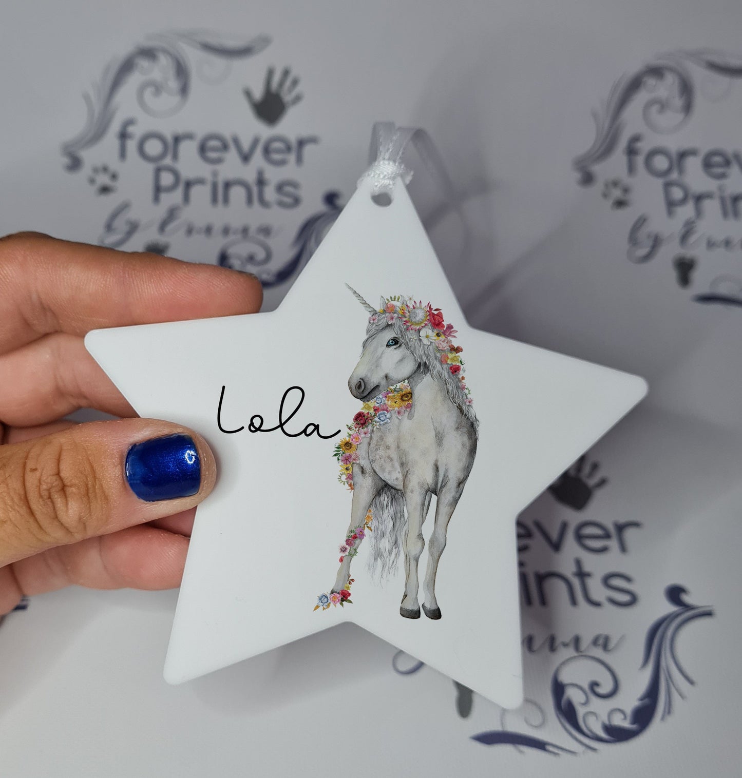 personalised unicorn hanging decoration, unicorn gift
