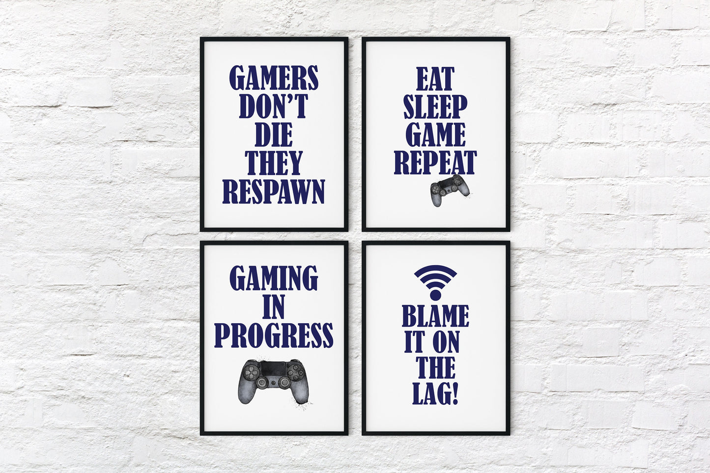 Gamer wall art - A4 gamer prints - boys bedroom gaming print - gamer alphabet, playstation