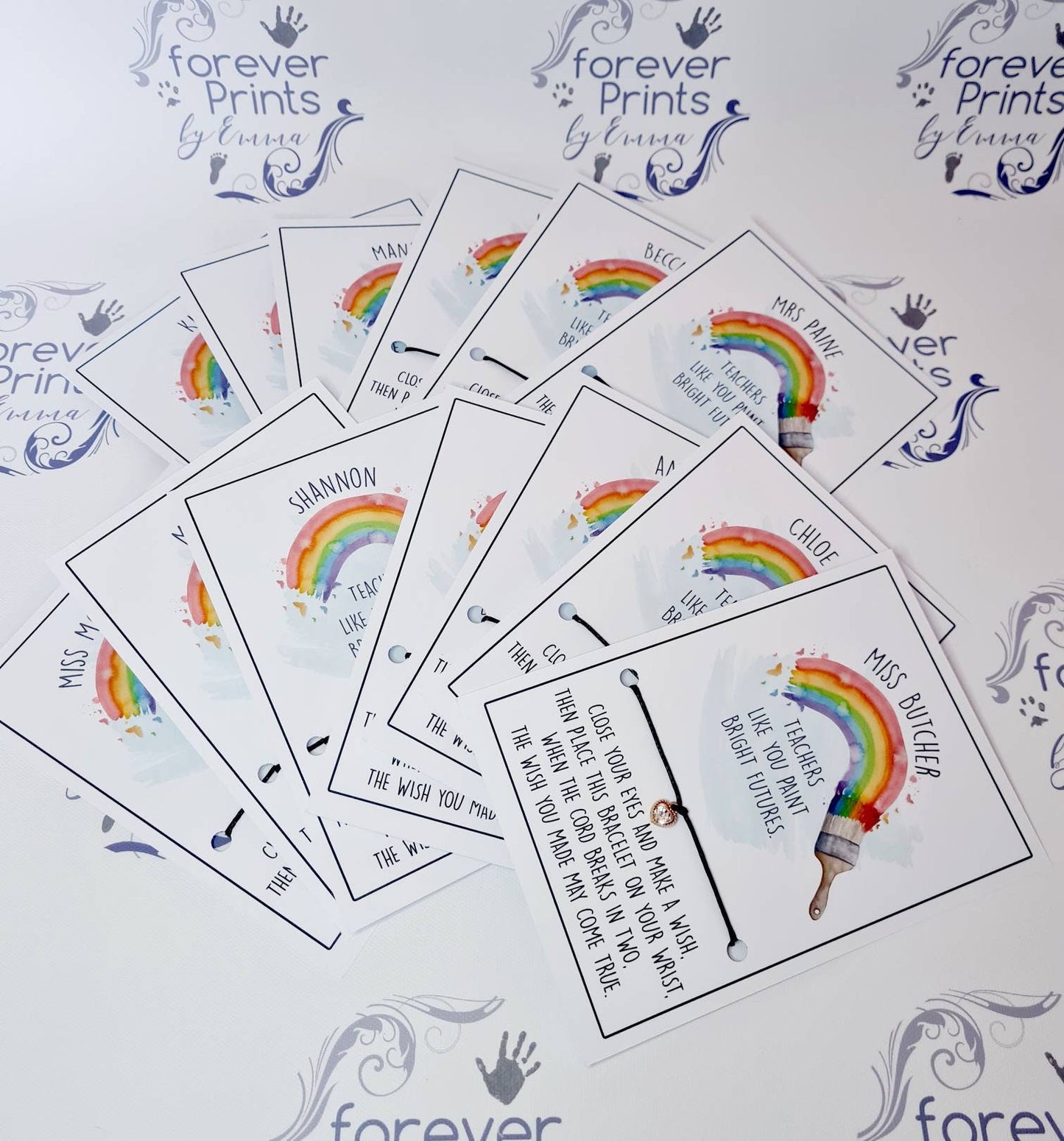 Teacher Wish bracelet, lockdpwn teacher gift, rainbow teacher gift, thank you teacher