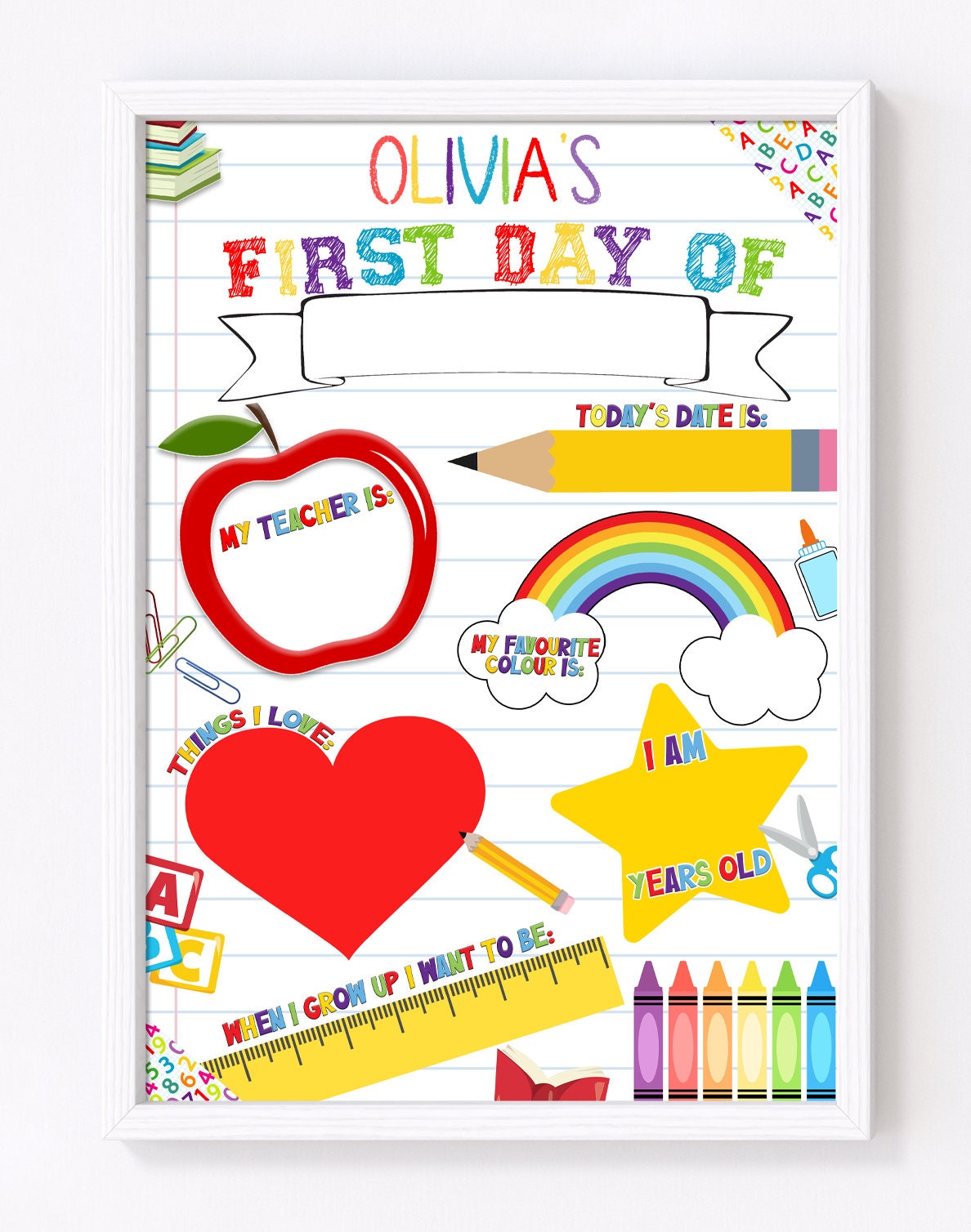 First day of school, first day print, school A4 or A3 print