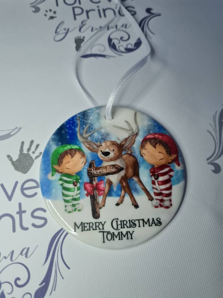 Personalised ceramic Christmas decoration - Christmas tree decoration - santa decoration - first christmas decoration