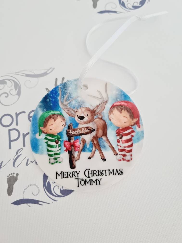 Personalised ceramic Christmas decoration - Christmas tree decoration - santa decoration - first christmas decoration