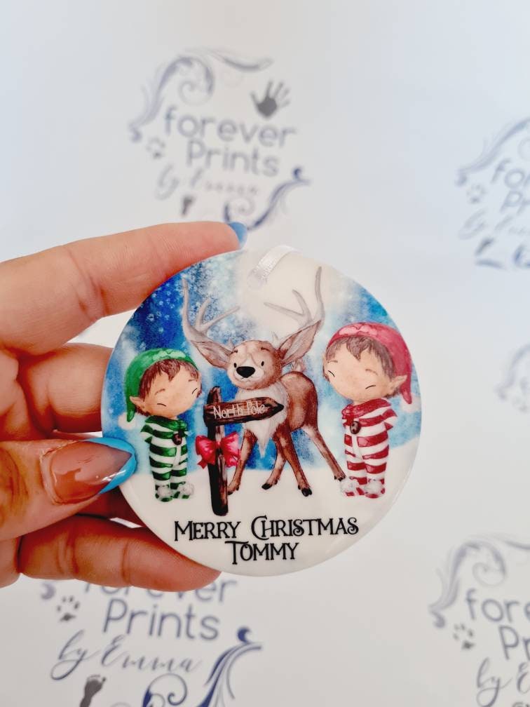 Personalised ceramic Christmas decoration - Christmas tree decoration - santa decoration - first christmas decoration