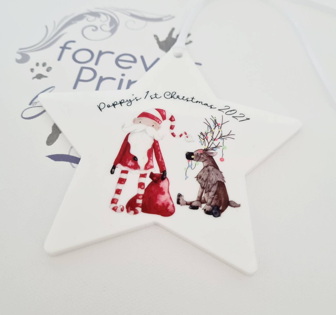 Personalised Christmas hanging decoration, personalised Christmas acrylic decoration