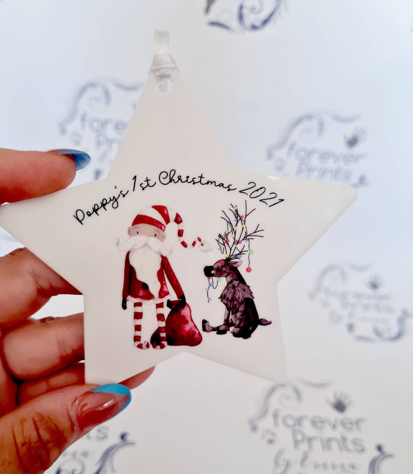 Personalised Christmas hanging decoration, personalised Christmas acrylic decoration