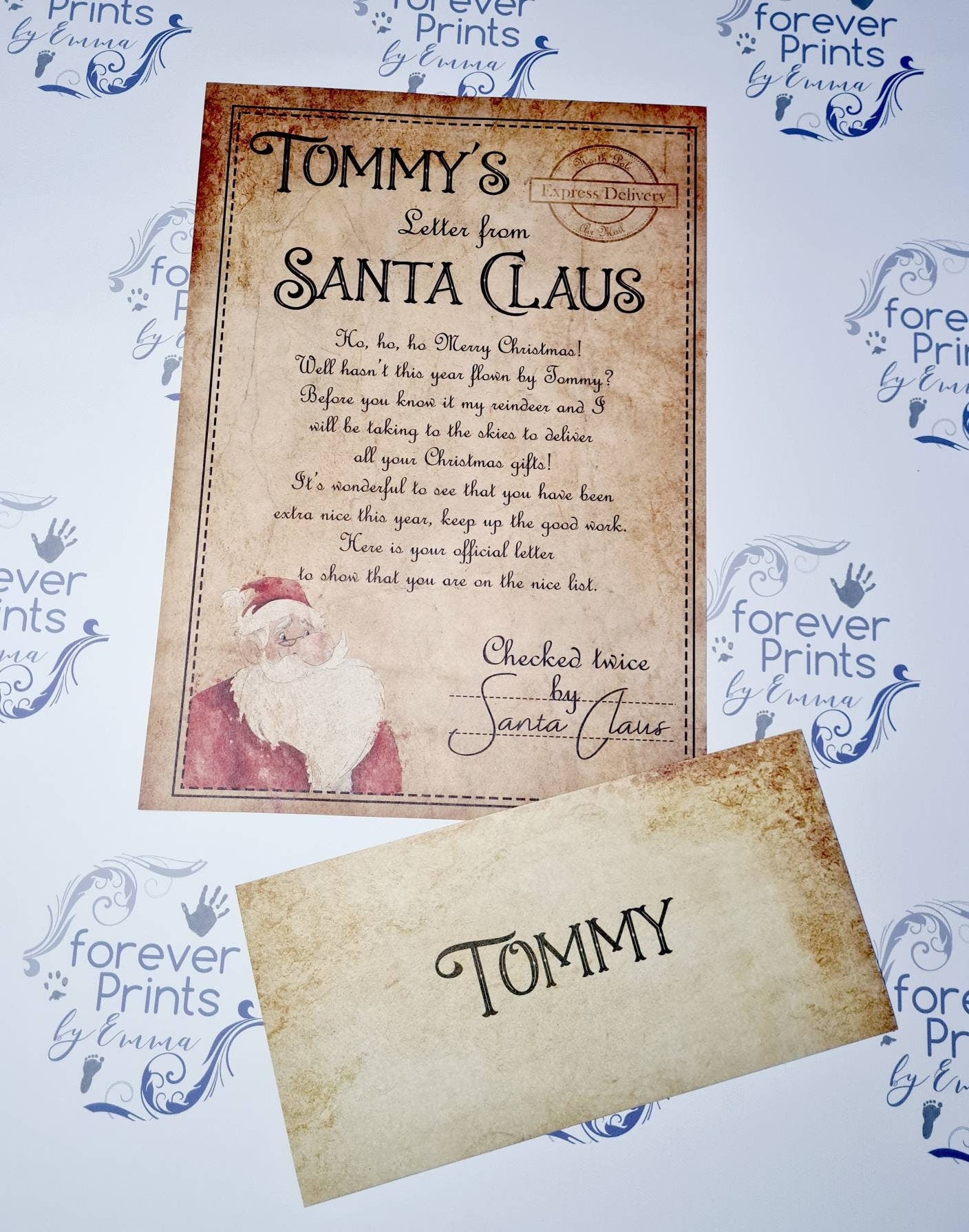 Personalised santa letter gift set, letter from santa, good list certificate, father christmas letter.