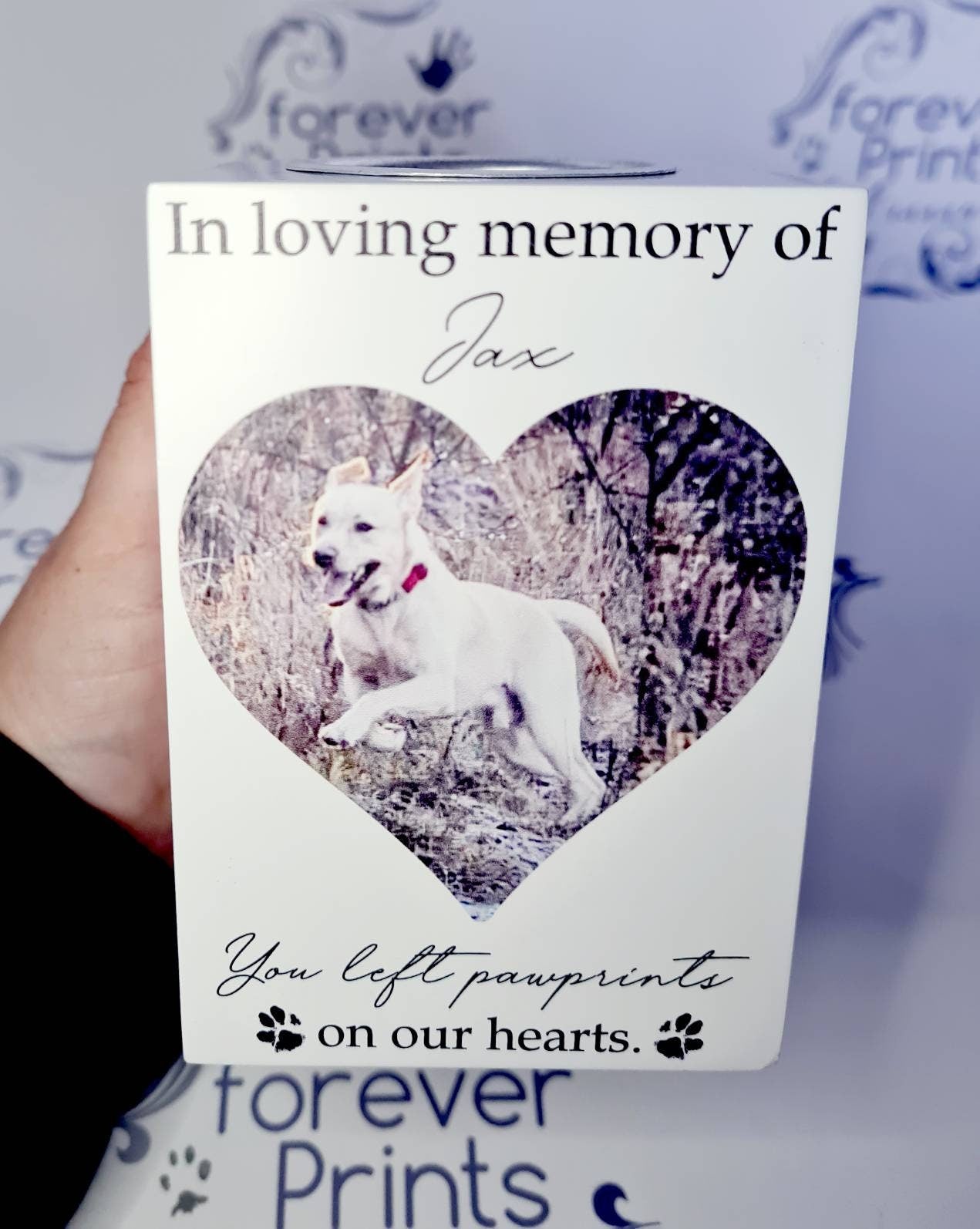 Wooden photo pet candle, pet memory candle, photo candle