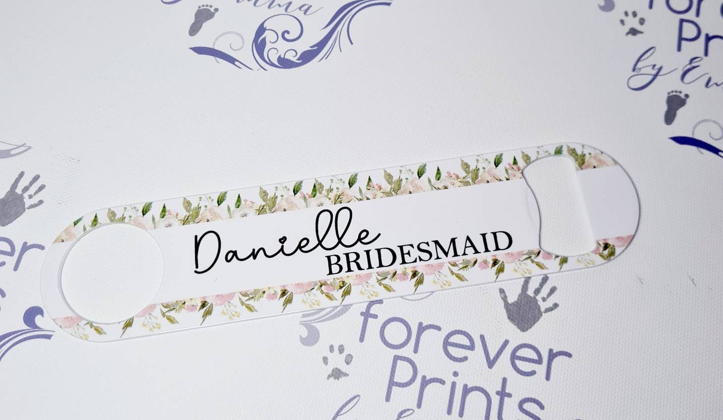 personalised bride bar blade, personalised bottle opener, bridal party gift, wedding bottle openers