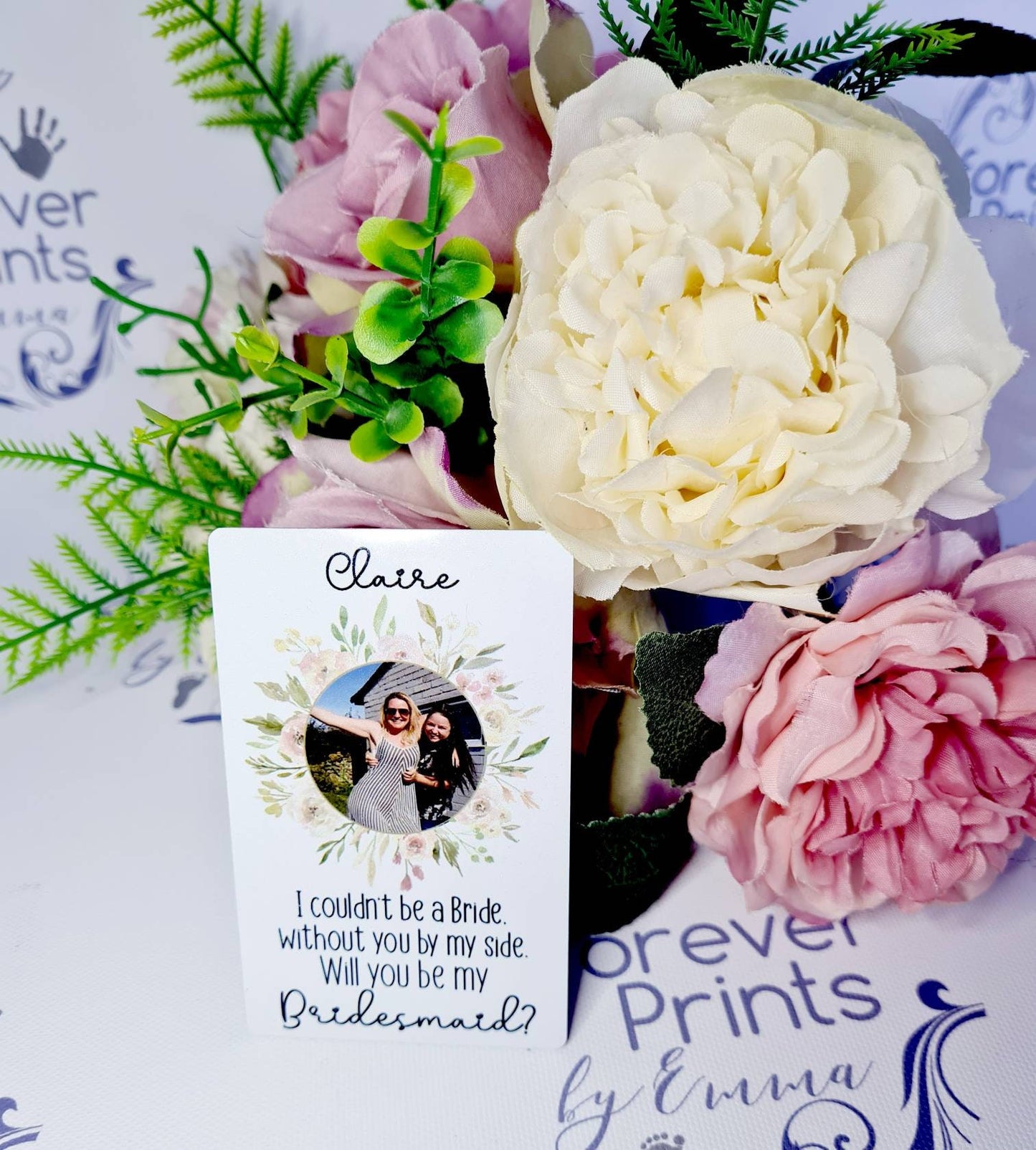 Will you be my bridesmaid gift, Photo wallet card, personalised printed wallet card.