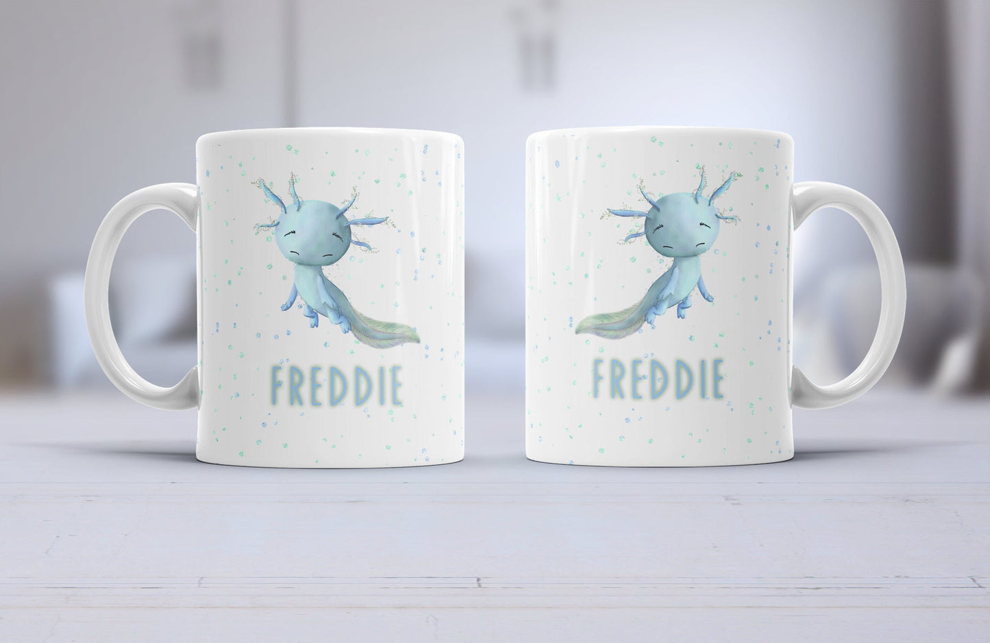 Axolotl mug, Axolotl coaster, Axolotl gift blue and pink
