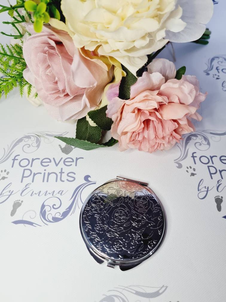 wedding compact mirror, bridesmaid gift, maid of honour gift, flower girl gift