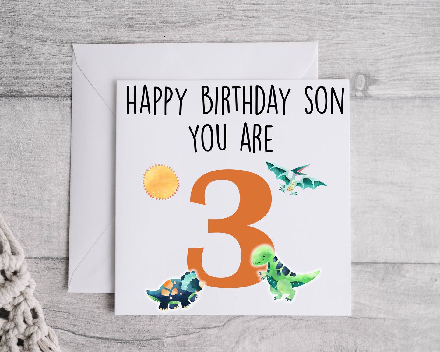 dinosaur birthday card, child's birthday card, personalised birthday card