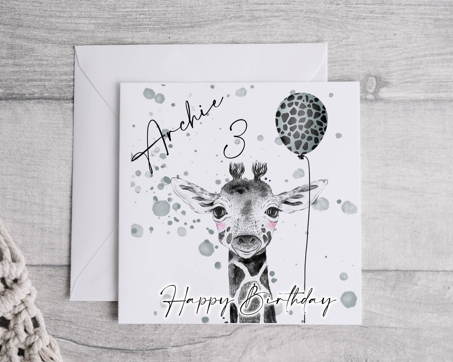 safari birthday card, child's birthday card, personalised birthday card