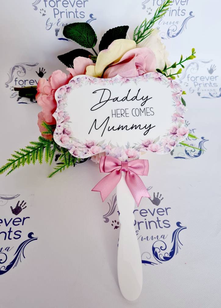 here comes mummy sign, flower girl sign
