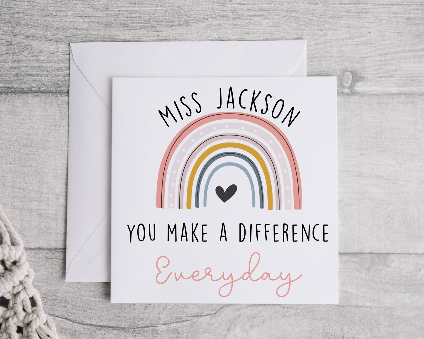personalised teacher card, you make a difference card