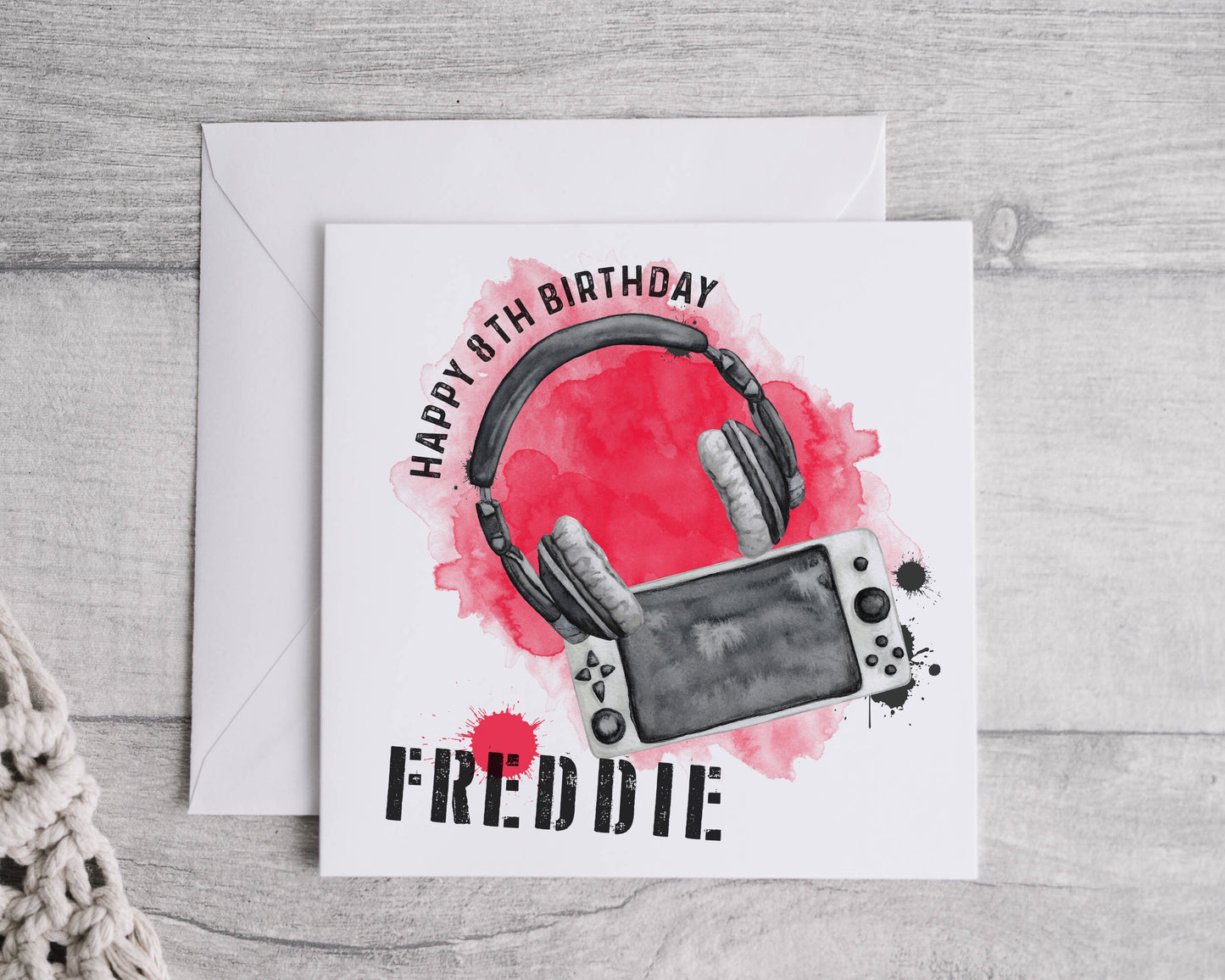 Gamer birthday card, child's birthday card, personalised birthday card