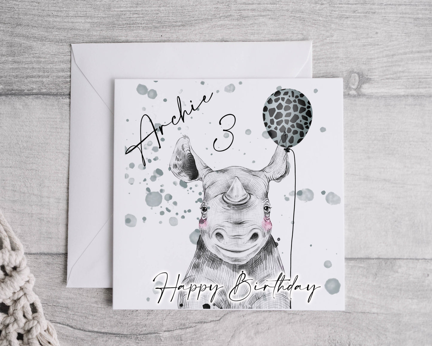 safari birthday card, child's birthday card, personalised birthday card