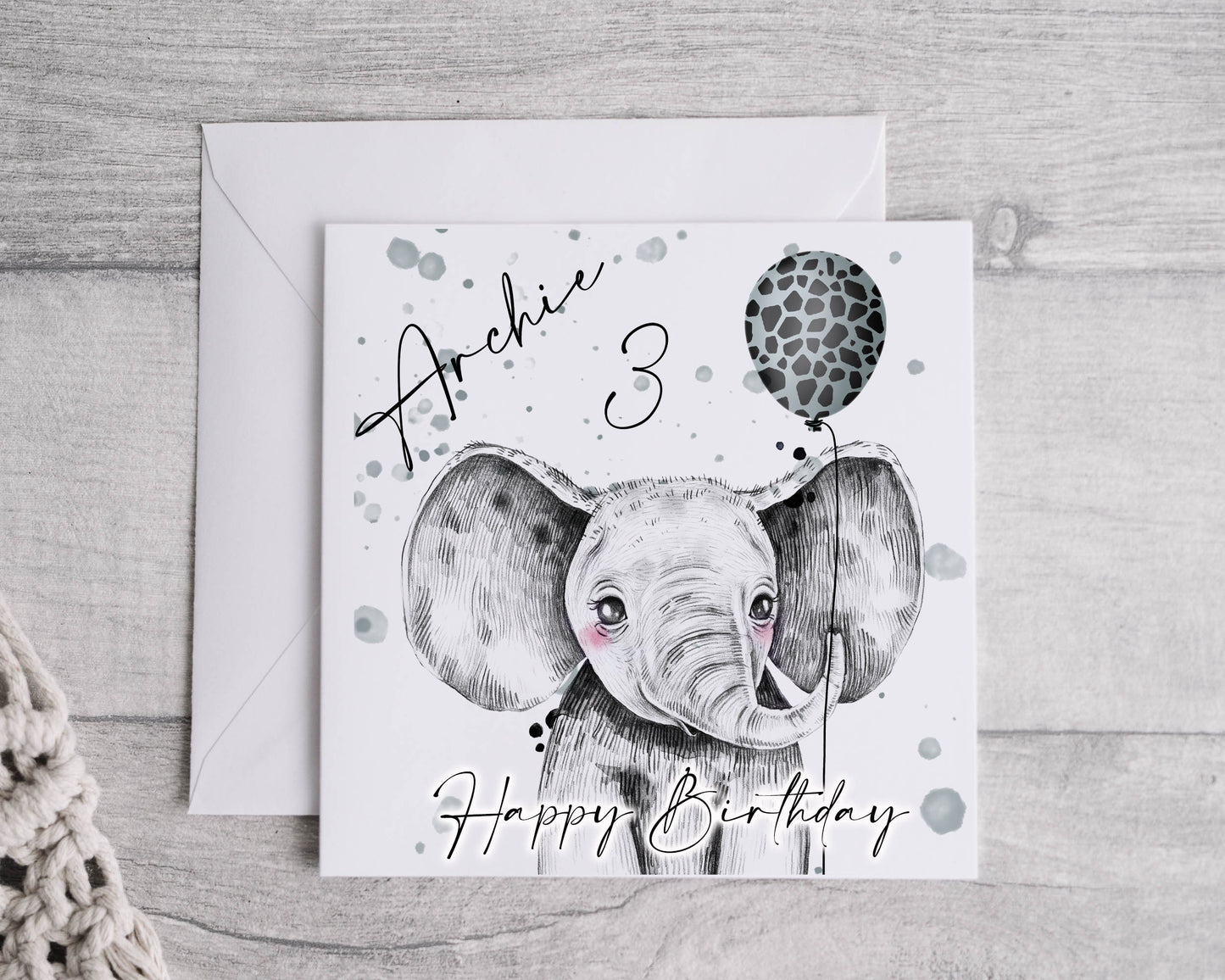 safari birthday card, child's birthday card, personalised birthday card
