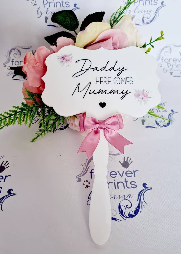 here comes mummy sign, flower girl sign