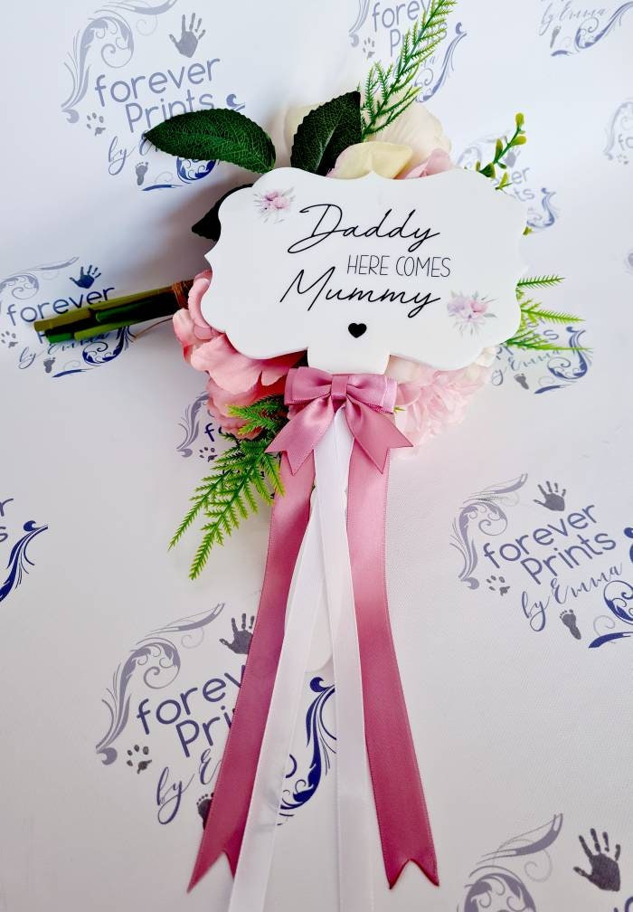 here comes mummy sign, flower girl sign