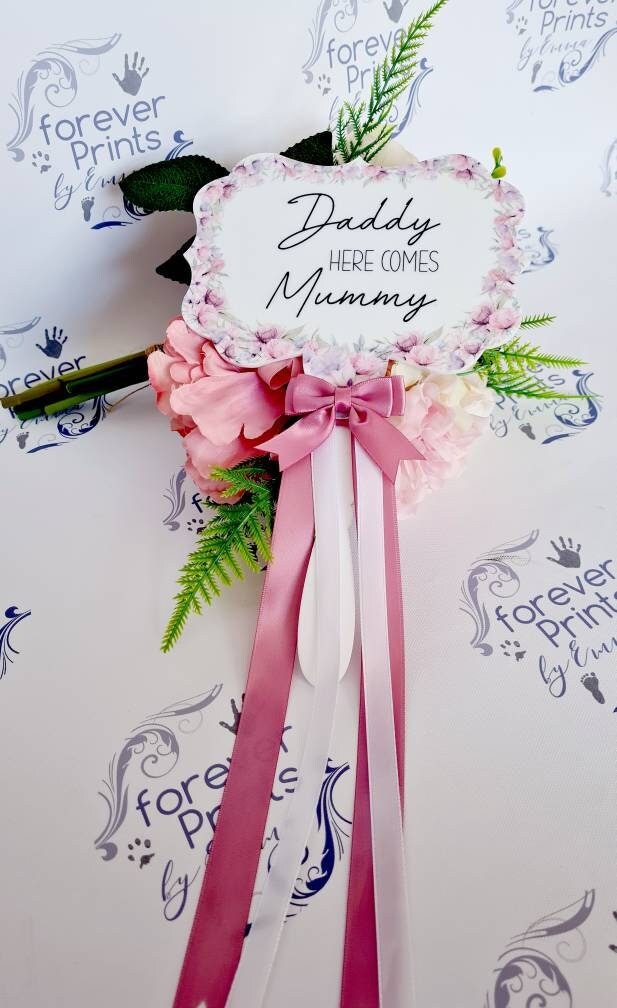 here comes mummy sign, flower girl sign