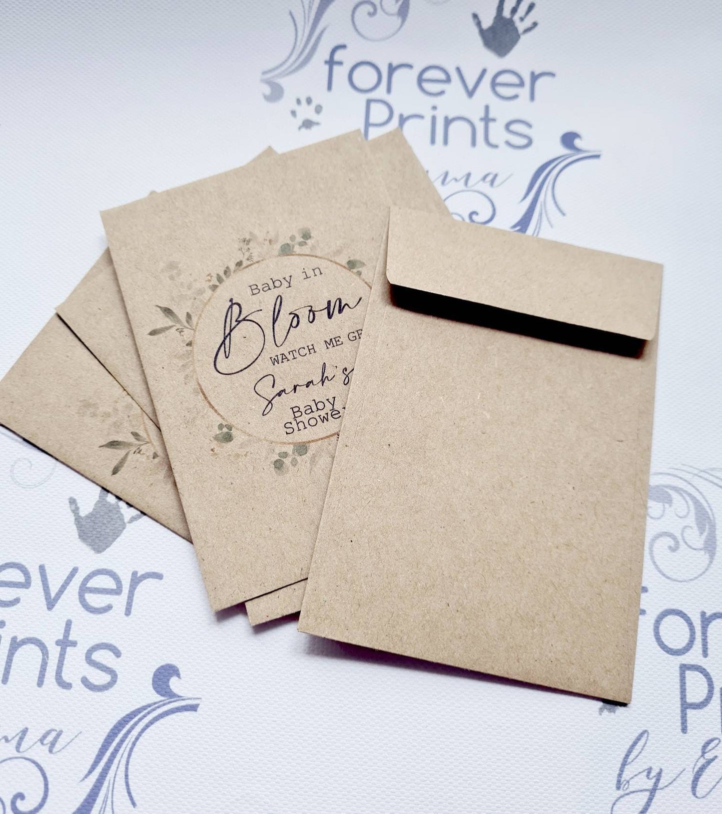 Baby shower seed packets, baby in bloom, watch me grow personalised seen packets, baby shower favours