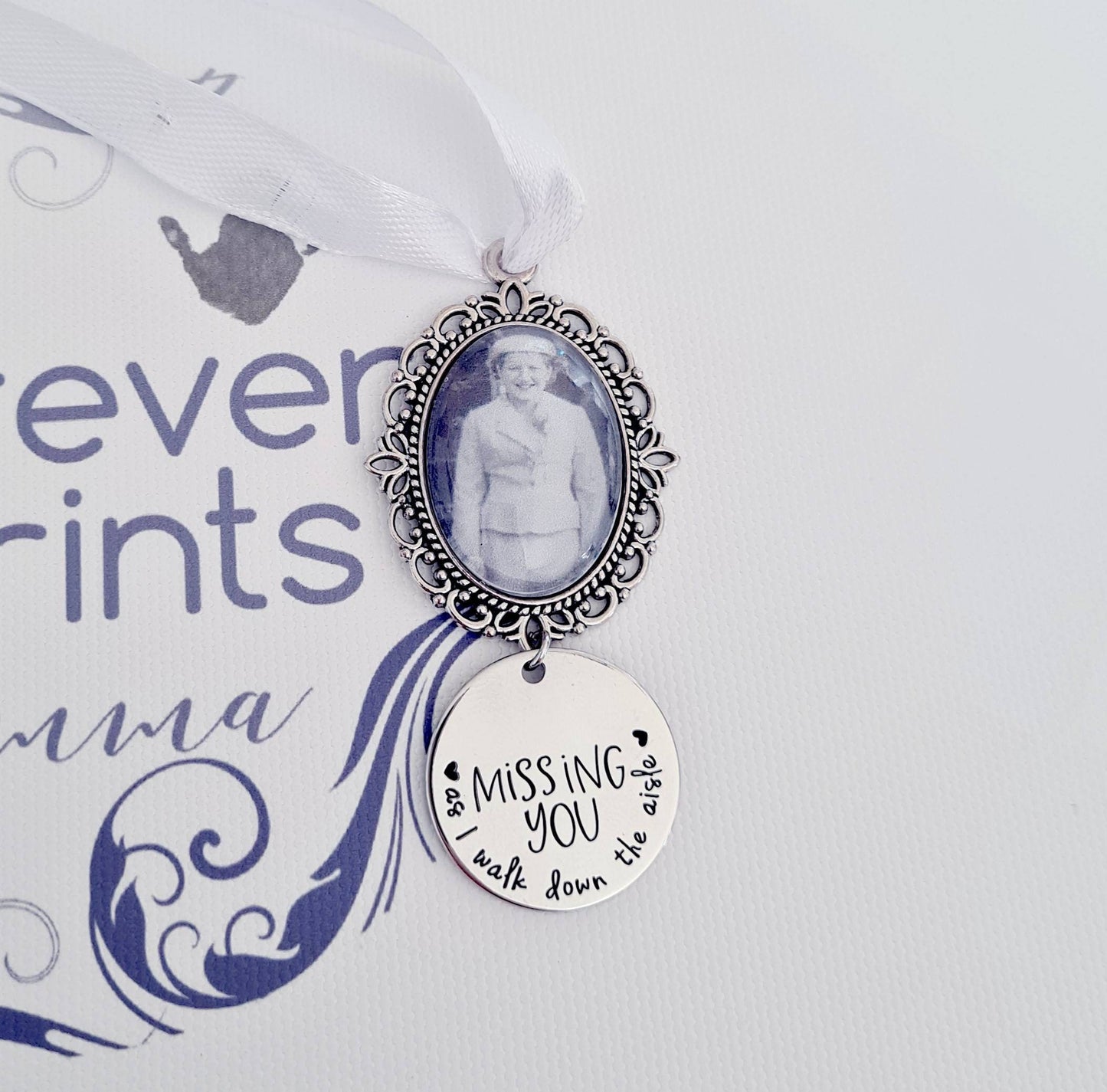 wedding remembrance phto bouquet charm, wedding bouquet car