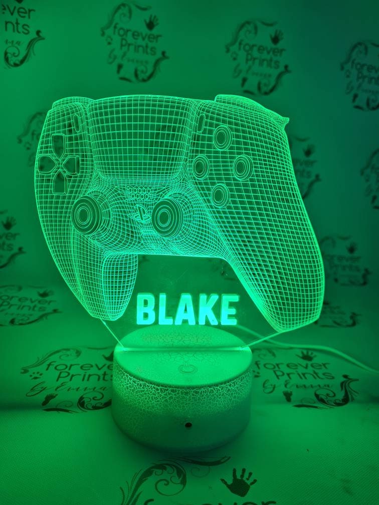 Gamer 3D acrylic LED light, personalised gamer gift, night light