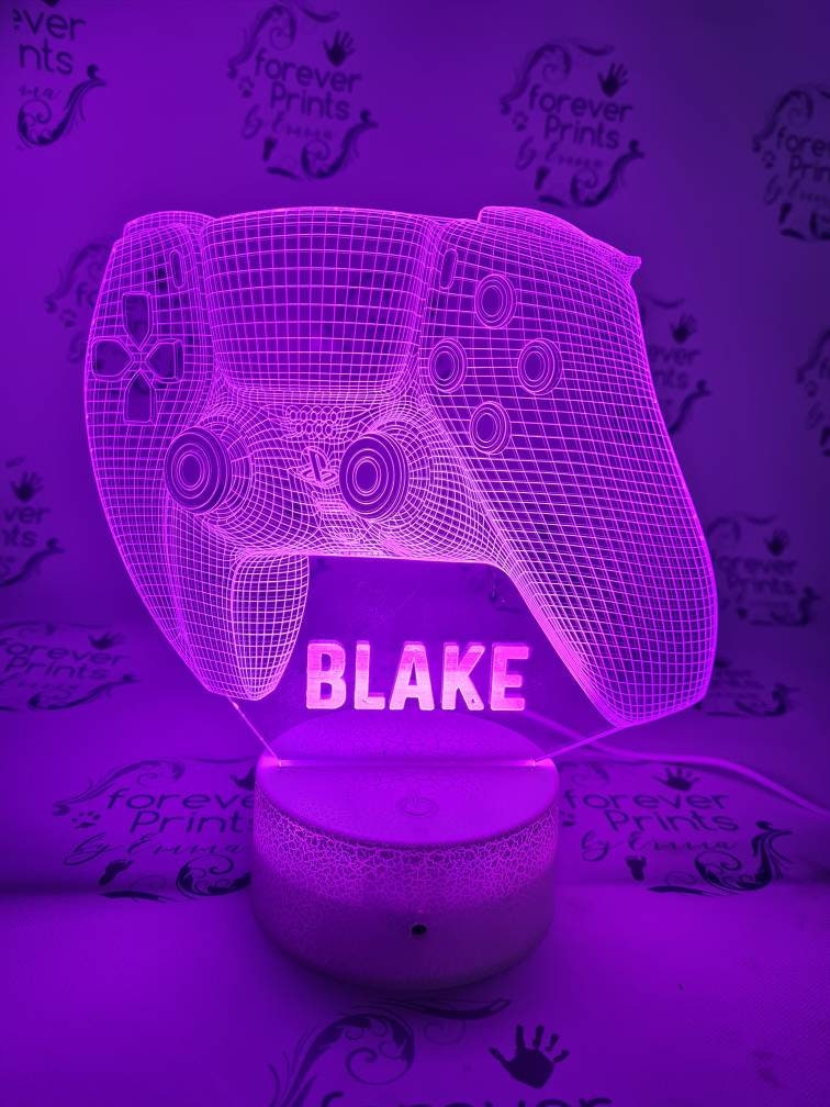 Gamer 3D acrylic LED light, personalised gamer gift, night light