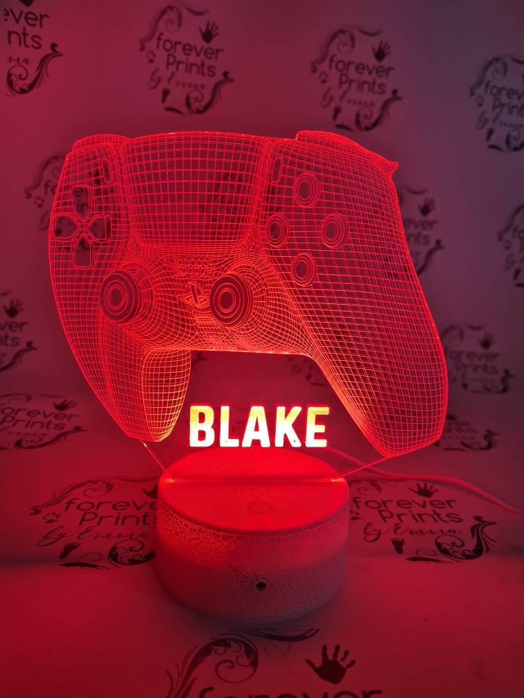 Gamer 3D acrylic LED light, personalised gamer gift, night light