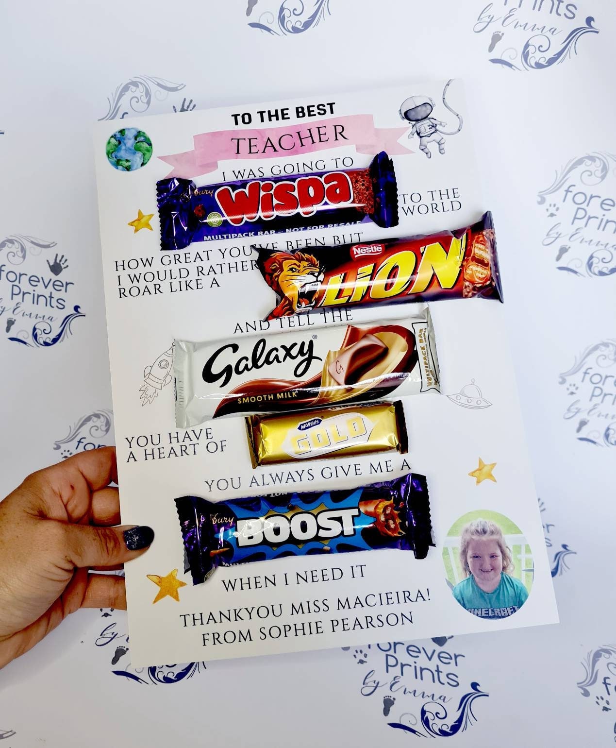 Teacher gift chocolate board , teaching assistant gift, teacher chocolate gift, gift for teacher