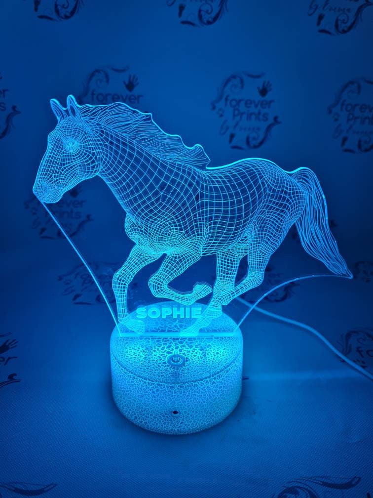 Horse 3D acrylic LED light, personalised horse gift, night light
