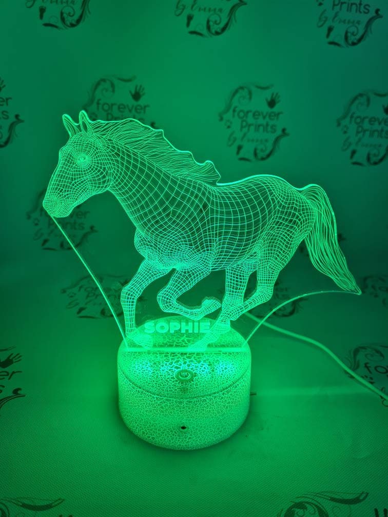 Horse 3D acrylic LED light, personalised horse gift, night light