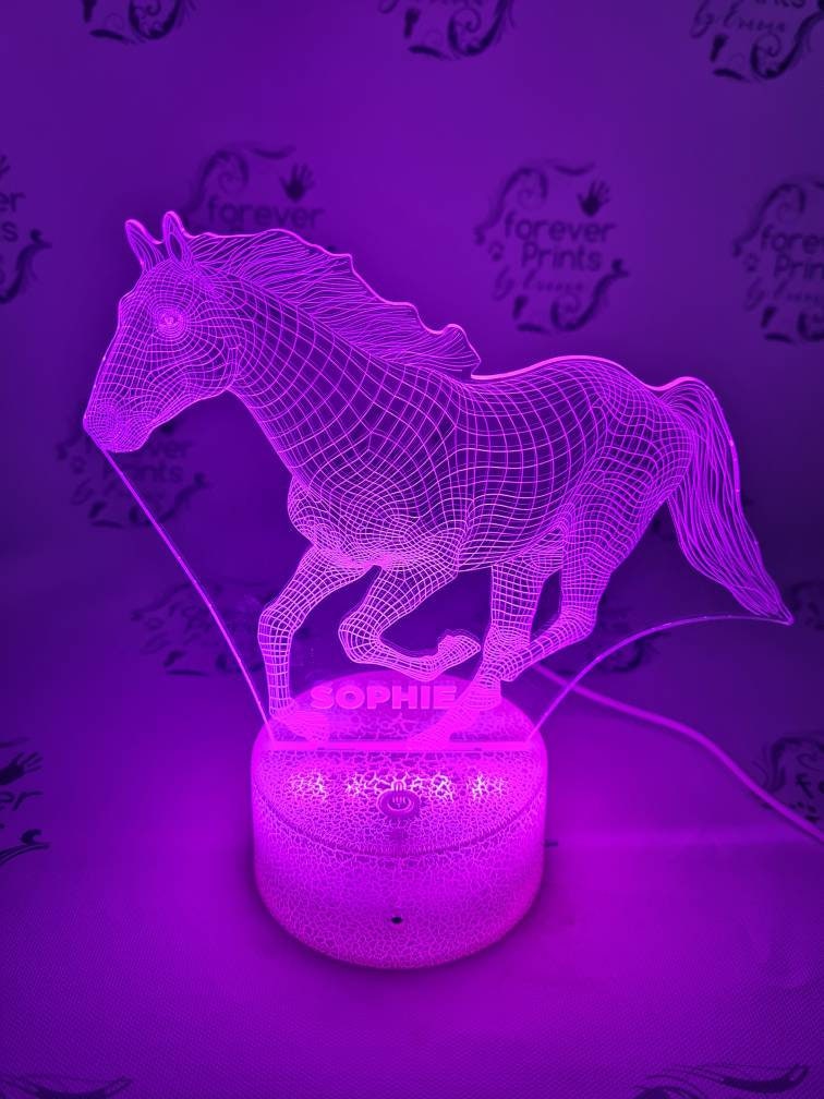 Horse 3D acrylic LED light, personalised horse gift, night light