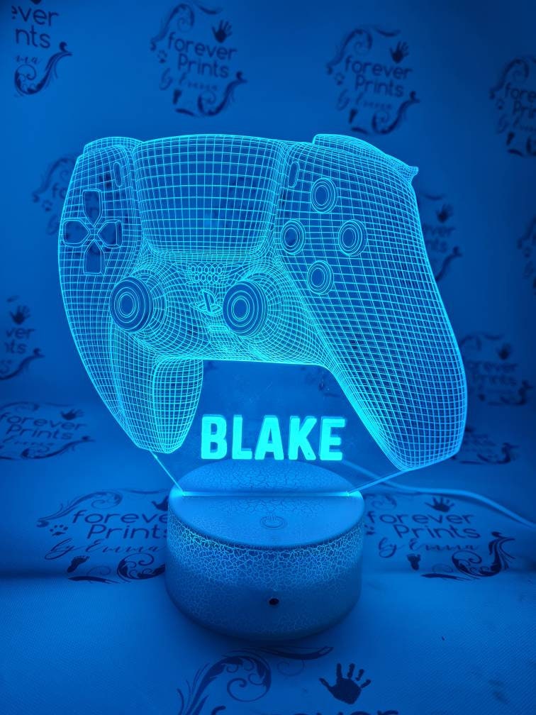 Gamer 3D acrylic LED light, personalised gamer gift, night light