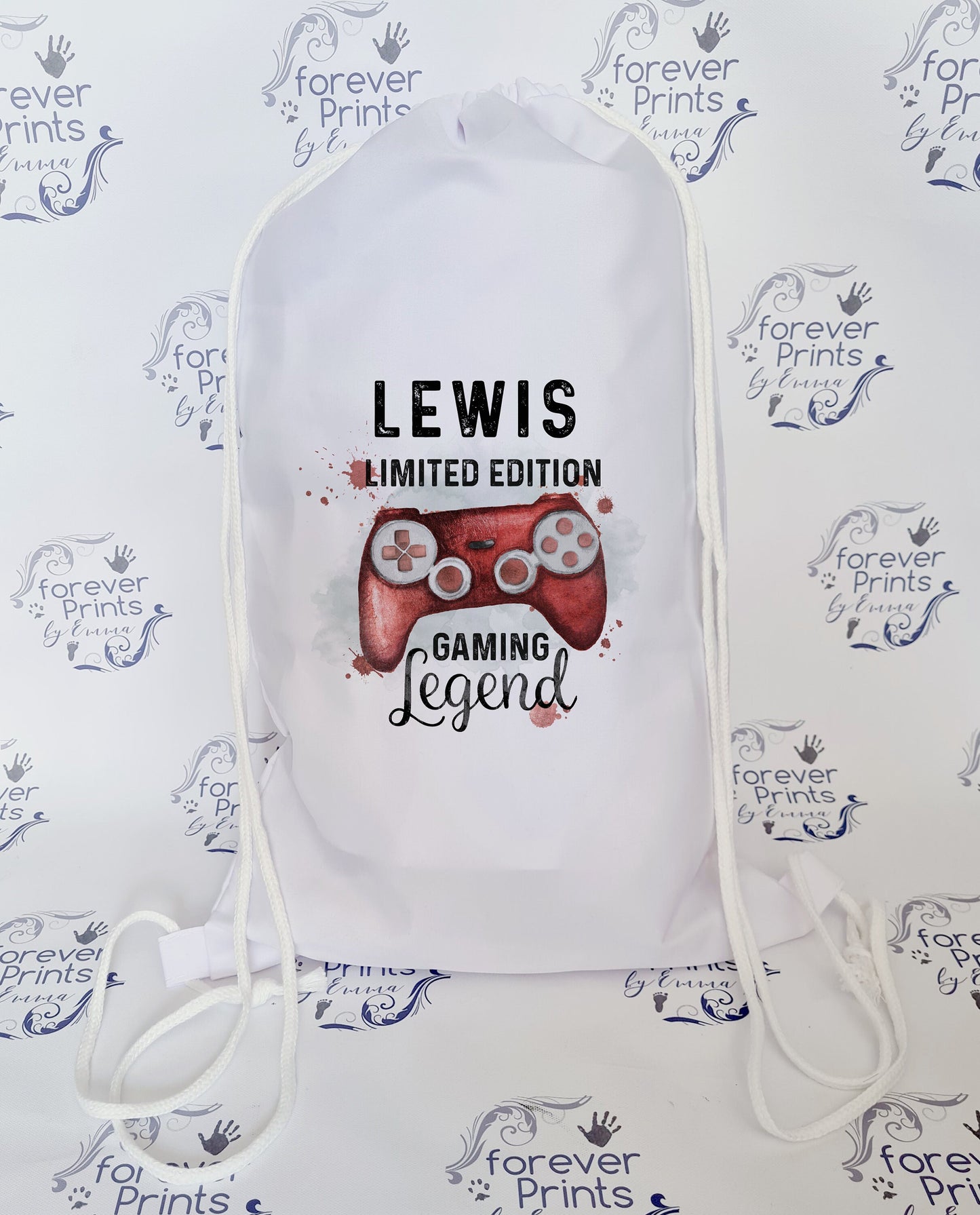 personalised school drawstring bag, gamer drawstring bag, gamer gym bag