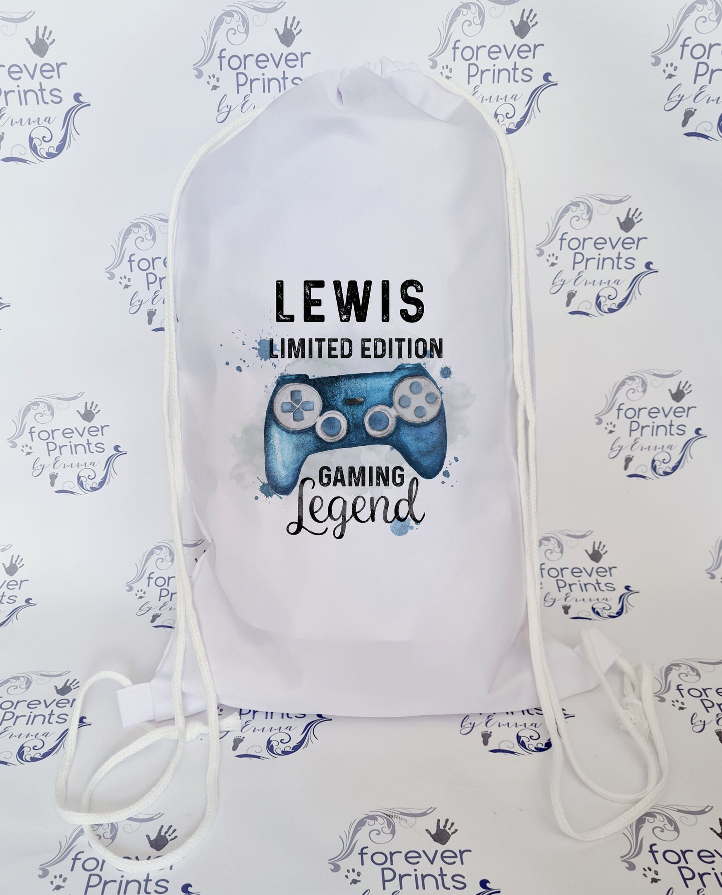 personalised school drawstring bag, gamer drawstring bag, gamer gym bag