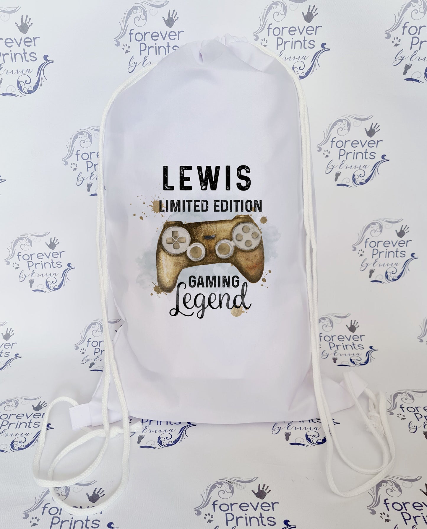 personalised school drawstring bag, gamer drawstring bag, gamer gym bag
