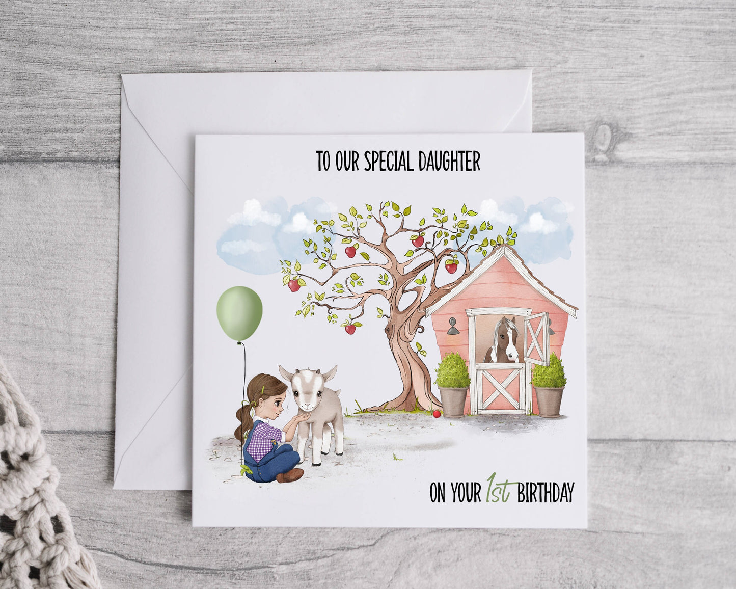 Child's birthday card, farm birthday card, personalised birthday card