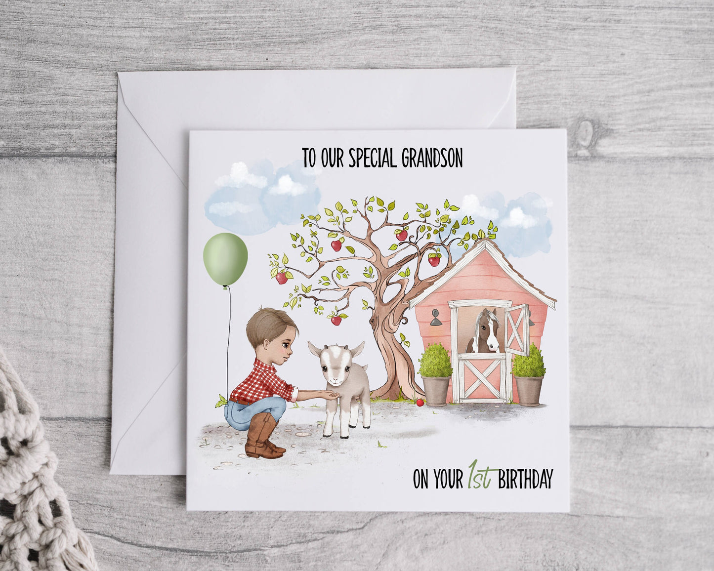 Child's birthday card, farm birthday card, personalised birthday card