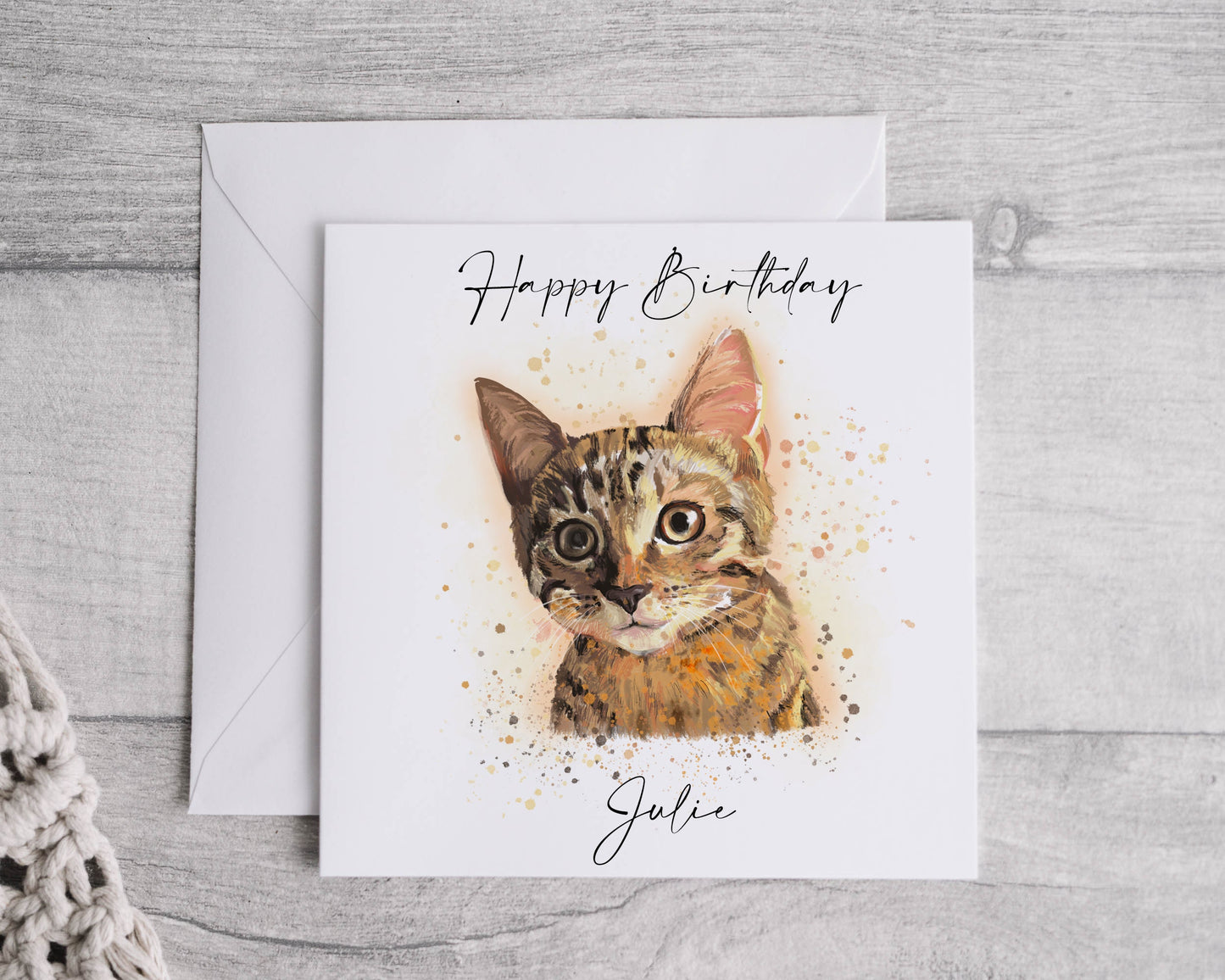 Cat birthday card, tabby cat birthday card, personalised birthday card