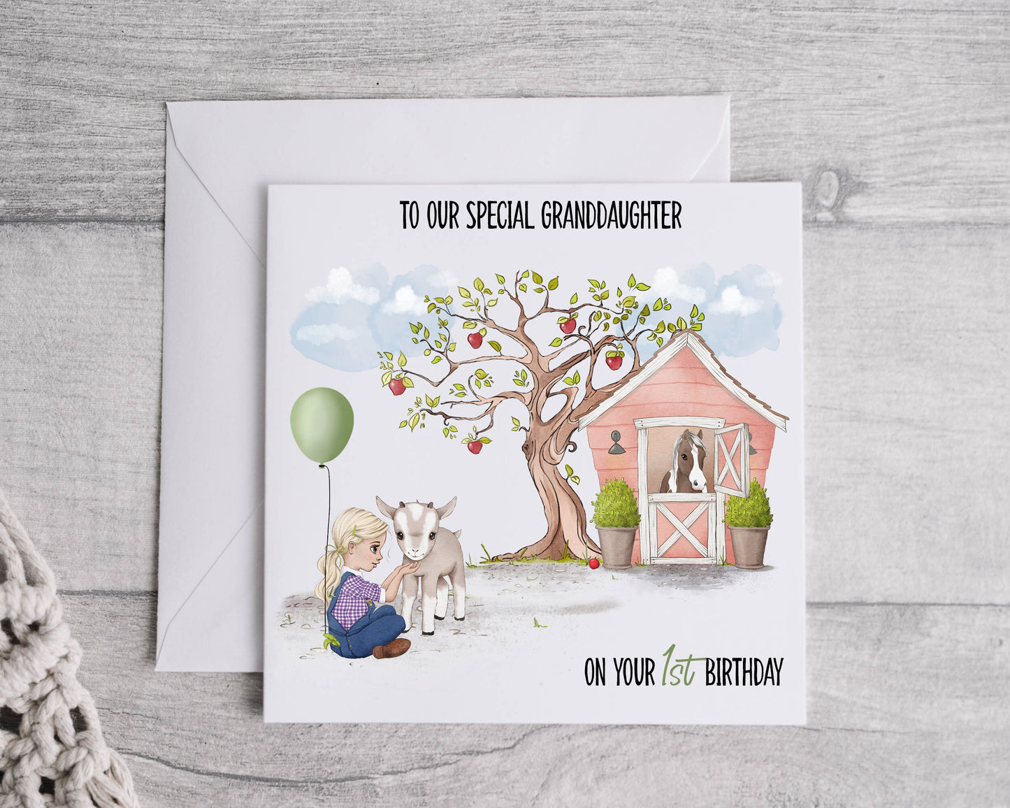 Child's birthday card, farm birthday card, personalised birthday card