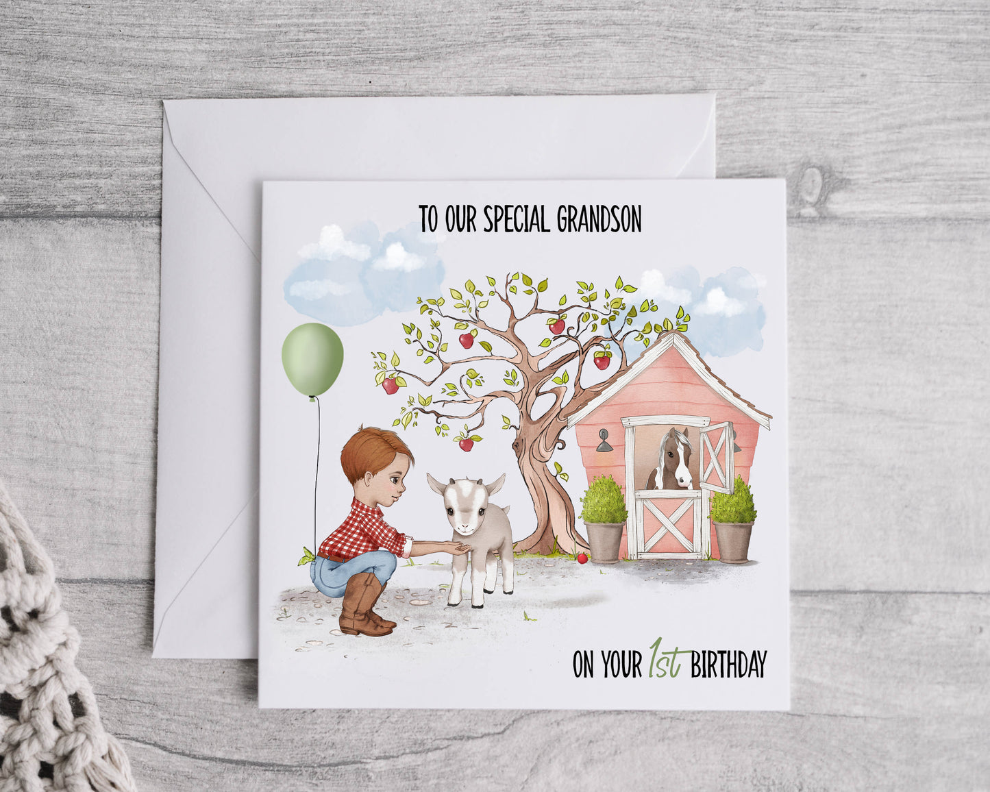 Child's birthday card, farm birthday card, personalised birthday card