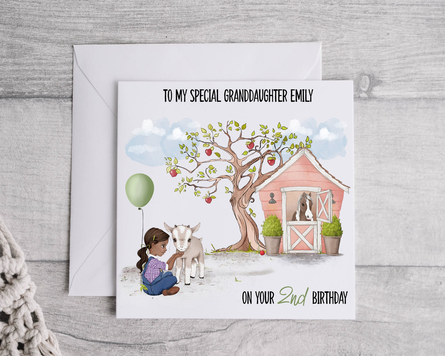 Child's birthday card, farm birthday card, personalised birthday card
