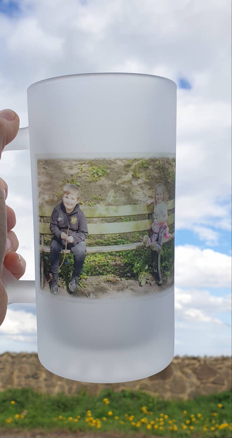 Photo beer stein, father's day gift, photo glass