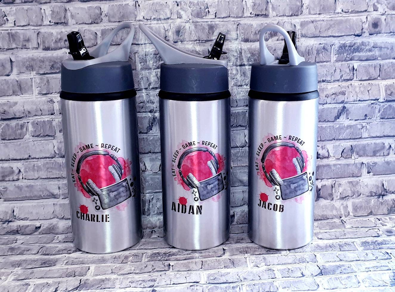 Metal gamer water bottle, playstation, xbox,  switch