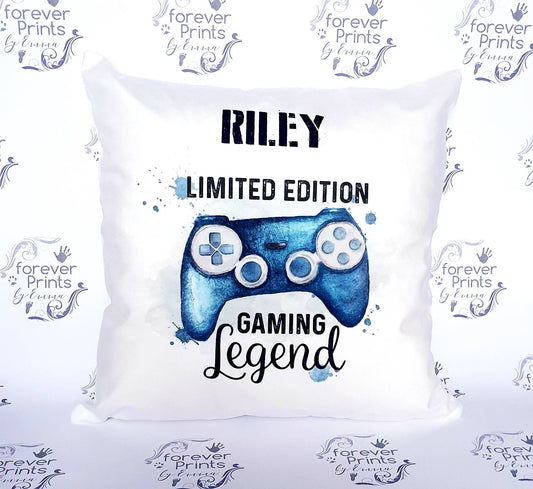 Personalised Gamer Cushion, Soft Polyester Pillow (40cm x 40cm)