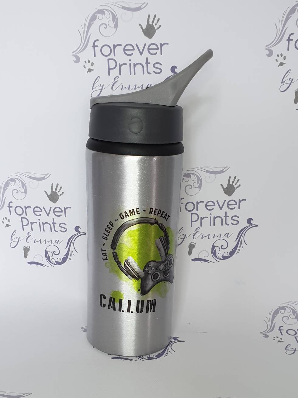 Metal gamer water bottle, playstation, xbox,  switch