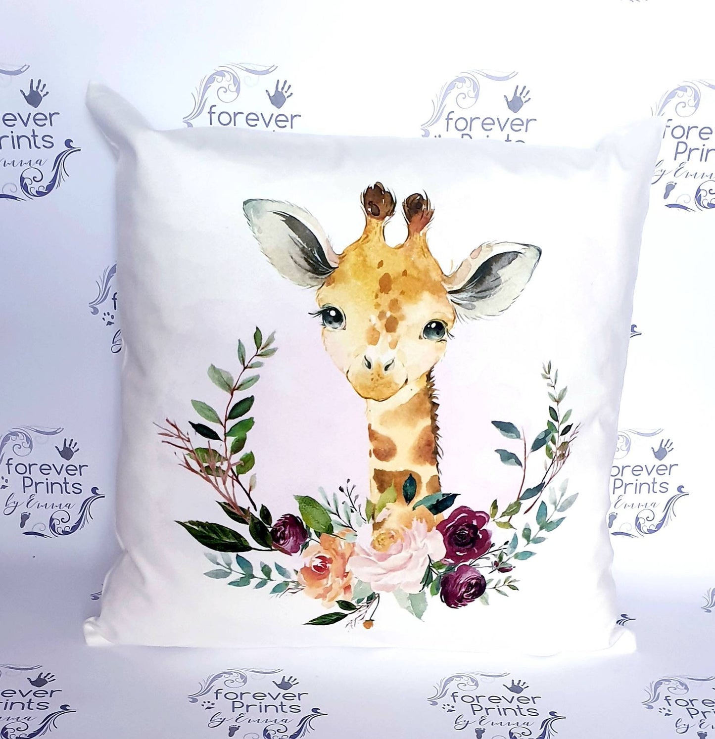 Personalised Giraffe Cushion, Soft Polyester Pillow, Nursery Décor