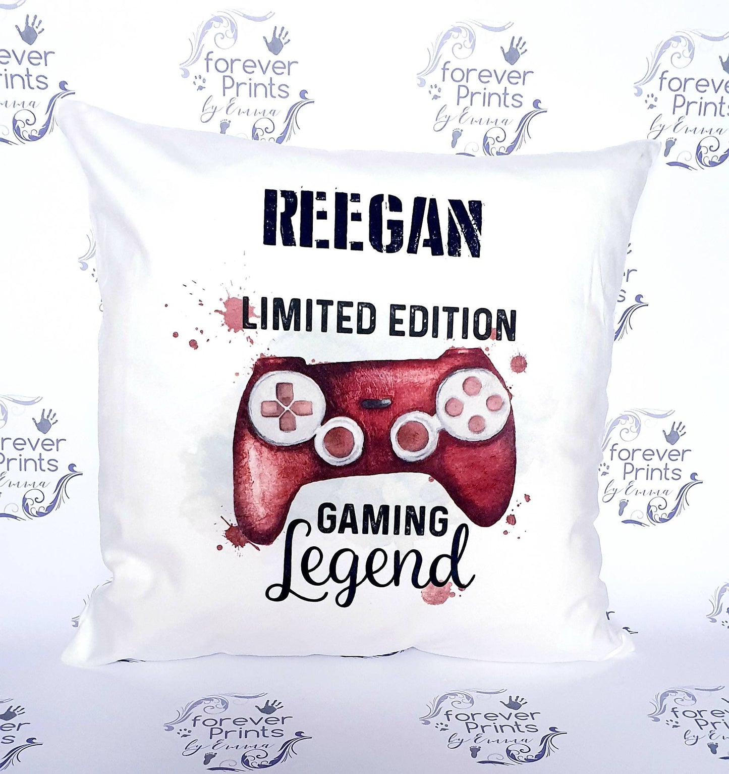 Personalised Gamer Cushion, Soft Polyester Pillow (40cm x 40cm)